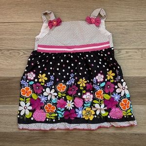 Flower Polka Dot Button Back Dress